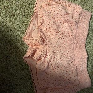 Pink lace shorts!